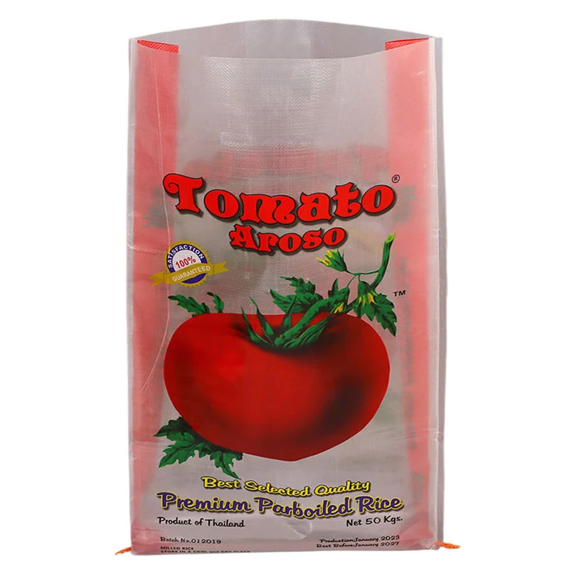 50kg Tomato Aposo premium parboiled rice bag in BOPP laminated woven PP