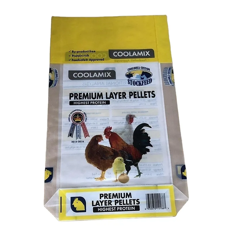 Custom printed animal feed bags produced by UnisunPack for export customers