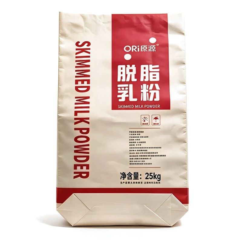 25kg skimmed milk powder bag in printed multi-wall kraft paper with PE liner