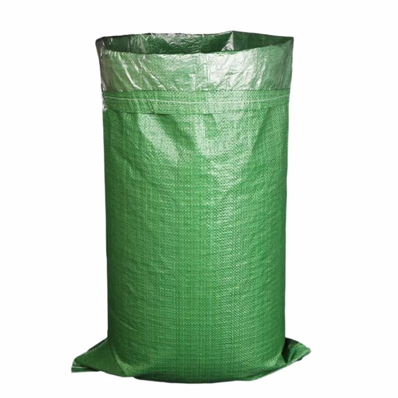 Green PP woven bag with a PE liner inserted for moisture protection