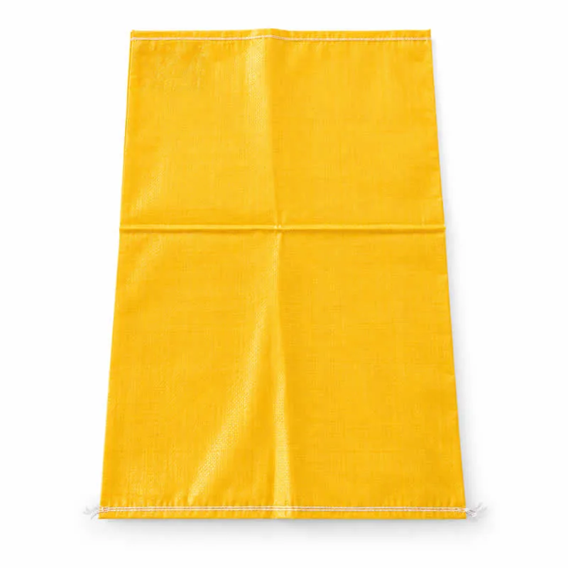 Plain yellow PP woven sack with sewn bottom