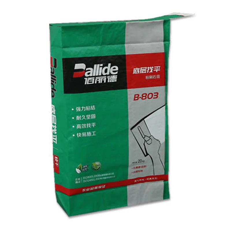 20kg Pallide B-803 tile adhesive sack in green woven PP fabric with valve top